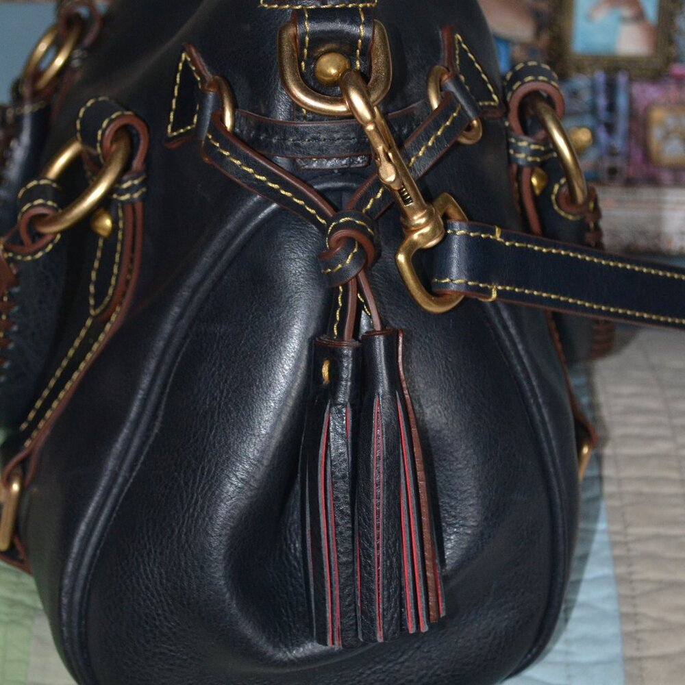 Dooney & Bourke Navy Florentine Small Satchel Purse Bag Fab Condition - Picture 5 of 10